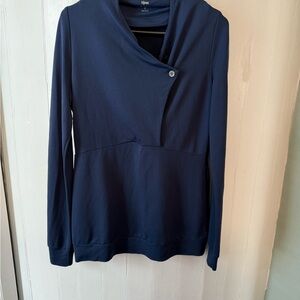 Tonic athletic wear Navy Blue Asymmetrical Button long sleeve top